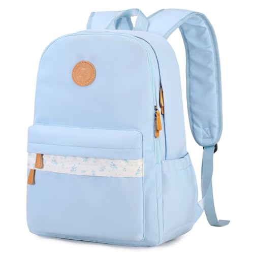 mygreen Waterproof School Backpack for Teen Girls & Boys, Lightweight 15.6 Inch Laptop Bag, Trendy 2024 Ergonomic Bookbag for High School, College, and Travel Blue - color: Blue, Flower, 15.6 Inch Laptop