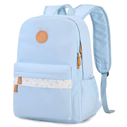 mygreen Waterproof School Backpack for Teen Girls & Boys, Lightweight 15.6 Inch Laptop Bag, Trendy 2024 Ergonomic Bookbag for High School, College, and Travel Blue - color: Blue, Flower, 15.6 Inch Laptop