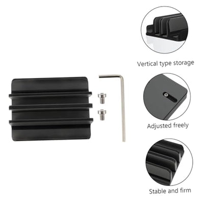 Luxshiny Aluminum Alloy Vertical Laptop Stand with Dual-Slot Design, Portable Tablet and Laptop Base Holder for Office Desk, Compatible with Multiple Devices, Black