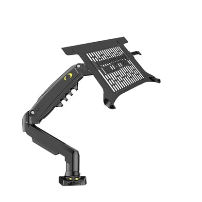 F80 + FP-2 Full Motion 360 Swivel Pivot 2-9kg Gas Spring Arm 10"-17" Laptop Tray Desk Stand Clamp 10-90mm Grommet Hole(Black) - color: Black
