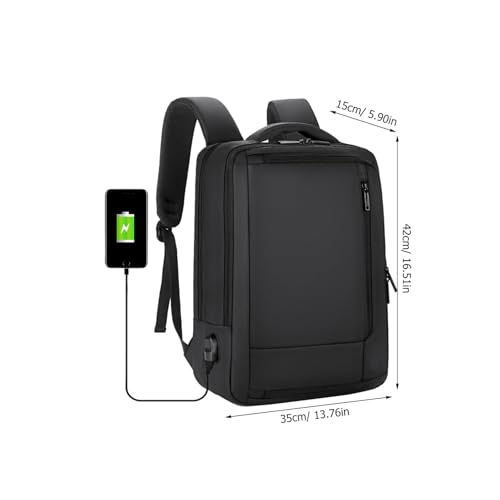 Large Capacity USB Charging Laptop Backpack for Men, Business Bookbag with Waterproof Black Exterior, Portable Computer Bag Suitable for Travel and Work