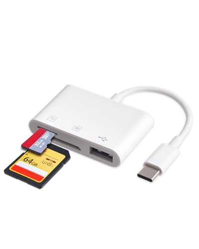 USBC Memory Card Reader 3-in-1 Plug & Play- Gardiva USB C SD Card Adapter Supports SD/TF/USB Flash Drives, Compatible with iPhone 15/16 Series, iPad, MacBook, Android Devices