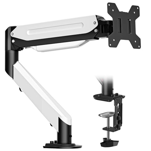 Suptek Monitor Mount Gas Spring Monitor Arm Desk Mount Fully Adjustable Fits 17 20 22 23 24 26 27 32 35 inch Monitors Weight Capacity up to 24.25 lbs (Black+White, 17"-35") - color: Black/White, size: 17"-35"
