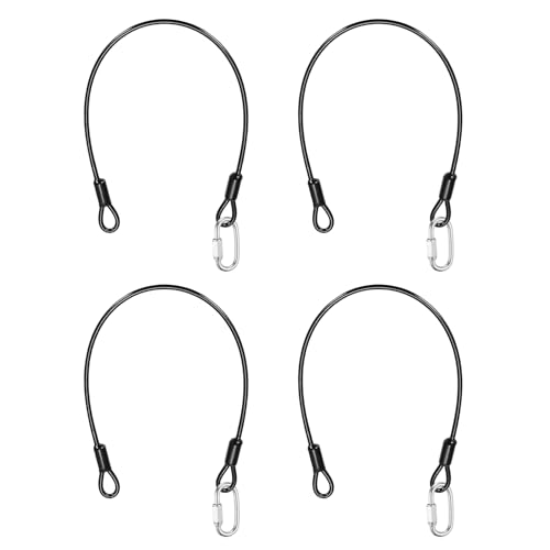 PATIKIL Security Cable Lock (3/16" Dia 1.6ft, Black)(4 Set) Vinyl Coated 304 Stainless Steel Double Loop Flexible Wire Rope Safety Cable with Quick Links Locking Connectors - color: Black, size: 1.6ft x 3/16"