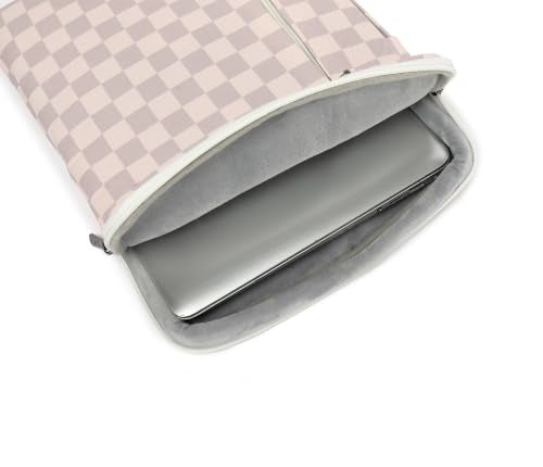360 Degree Protective Laptop Sleeve with Multi-Pockets (Lavender Grey Checkered, 12.5 inch-13.5 inch) - color: Lavender Grey Checkered, size: 12.5 inch-13.5 inch