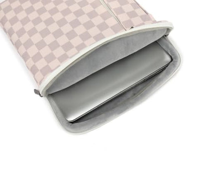 360 Degree Protective Laptop Sleeve with Multi-Pockets (Lavender Grey Checkered, 12.5 inch-13.5 inch) - color: Lavender Grey Checkered, size: 12.5 inch-13.5 inch