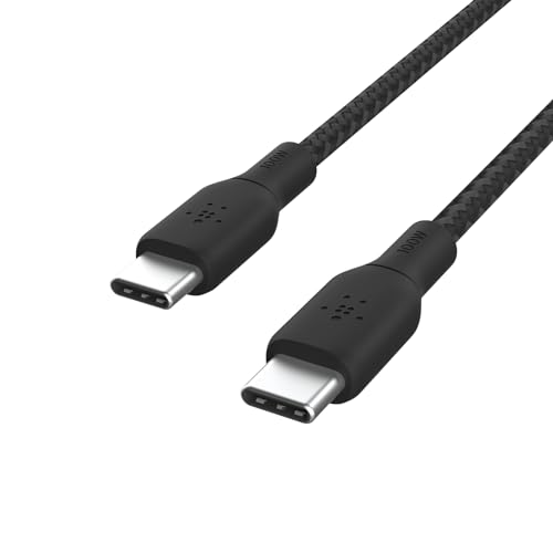 Belkin USB C to USB C 100W Braided Cable 9.9ft Fast iPhone Charger Cord | 100W USB-C Power Delivery, iPhone 17/16, Samsung Galaxy S25, Pixel 10, AirPods, iPad Pro, MacBook, Nintendo Switch 2, travel