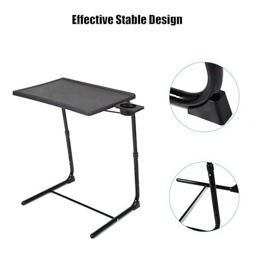 Adjustable TV Tray Table with Cup Holder - 20.4 x 15.7 inch TV Dinner Tray on Bed & Sofa, Large Size Comfortable Folding Table, Laptop Table for Couch with 6 Height & 3 Tilt Angle Adjustments（2 Pack) - size: TV tray-2 pack