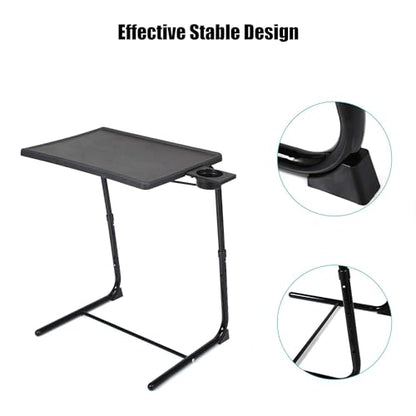 Adjustable TV Tray Table with Cup Holder - 20.4 x 15.7 inch TV Dinner Tray on Bed & Sofa, Large Size Comfortable Folding Table, Laptop Table for Couch with 6 Height & 3 Tilt Angle Adjustments（2 Pack) - size: TV tray-2 pack