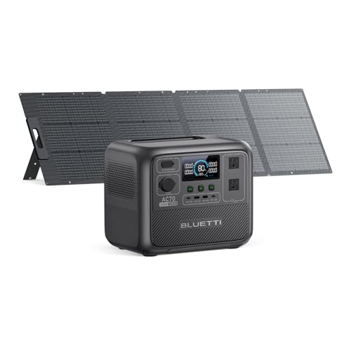 BLUETTI Solar Generator AC70 with 200W 768Wh LFP Portable Power Station | 1000W AC Outlets (2000W Power Lifting), 20ms UPS, 45 Min 0-80% Fast Charging for Camping, Emergency, Outage, Road Trip - style: BLUETTI AC70+200W Solar Panel