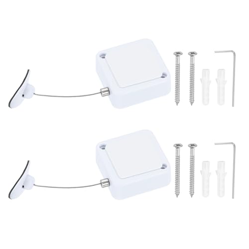 PATIKIL Retractable Remote Control Cable Tether (4.9ft /1.5M, White)(2 Set) Remote Control Security Lanyard Lock Adjustable Locking Leash with Plastic Cap and Screws, Suit for - Tablets - color: White, size: 4.9 ft