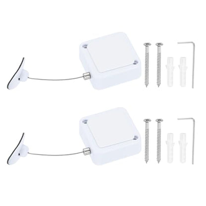 PATIKIL Retractable Remote Control Cable Tether (3.3ft /1M, White)(2 Set) Remote Control Security Lanyard Lock Adjustable Locking Leash with Plastic Cap and Screws, Suit for - TVs/Tablets - color: White, size: 3.3 ft