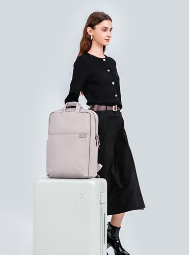 GOLF SUPAGS Travel Laptop Backpack for Women Anti Theft Slim Durable College Bookbag Business Computer Bag Fit 15.6Inch Notebook (Pinkish Grey, 15.6Inch) - color: Pinkish Grey, size: 15.6 Inch