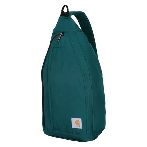 Carhartt Durable Sling Bag, Crossbody Backpack with Side Release Buckle, Tablet Sleeve and Adjustable Strap, Greenstone - color: Crossbody Backpack (Greenstone)