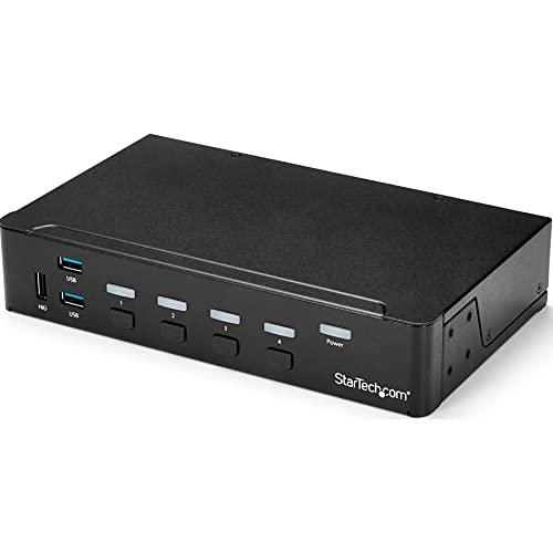 StarTech 4-Port HDMI KVM Switch, Full 1080p, USB 3.0 Hub, 3.5mm Audio, TAA | High definition video, Share peripherals, Separate 3.5mm auxiliary audio support, No drivers required, Plug-and-play - size: 4 Port | 1 Monitor, style: USB 3.0 | 1080p