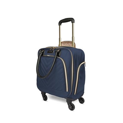 Kenneth Cole REACTION Chelsea 2-Piece Bundle - 17" 4-Wheel Spinner Underseat Carry-On Luggage & Matching 15" Laptop Backpack, Navy - color: Navy, size: 2-Piece Bundle (Underseater + Backpack)