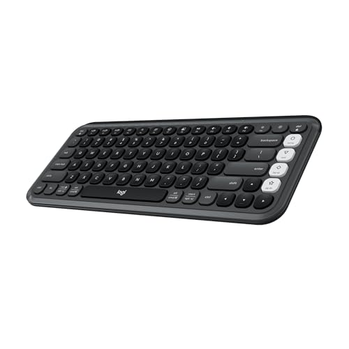 Logitech POP ICON Keys Wireless Bluetooth Keyboard - Graphite and White | Comfortable typing, programmable keys, easy-switch for up to 3 devices, for laptop, tablet, and PC - color: Graphite White, style: Keyboard