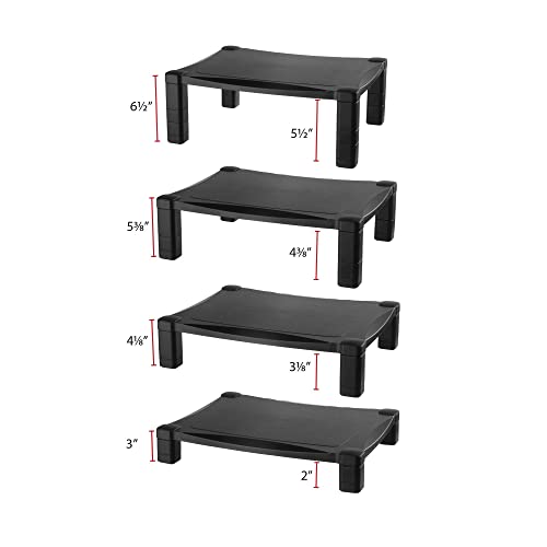 Kantek Single-Level Monitor Stand, 17" X 13.25" X 3" To 6.5", Black, Supports 50 Lbs - style: Single Level