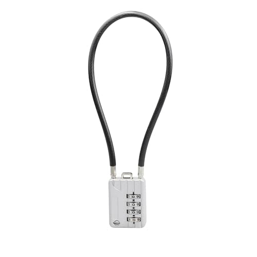 30CM/12in Long Cable Locks - 4-Digit Combination Lock, Re-settable Combination, Security Cable Lock for Luggage, Suitcase, Gun, Helmet - Silver, 1-Pack - size: 30cm (12 inch) Cable