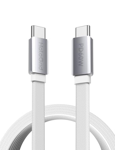 USB C to USB C Cable, Ultra-Thin Type C 60W Fast Charging Cord, 4 FT Braided USBC Data Cable for iPhone 17/17 Pro Max/Air/16 Series/15/15 Plus/15 Pro Max, MacBook, iPad, Samsung S25/S24/23 - color: White