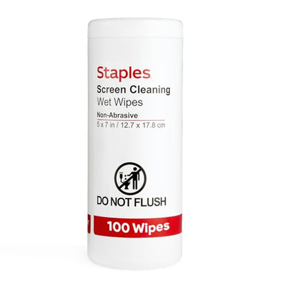 Staples Screen Cleaning Wipes, 100/Tub (ST61847) - size: 100 Count (Pack of 1)