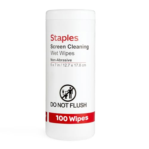 Staples Screen Cleaning Wipes, 100/Tub (ST61847) - size: 100 Count (Pack of 1)