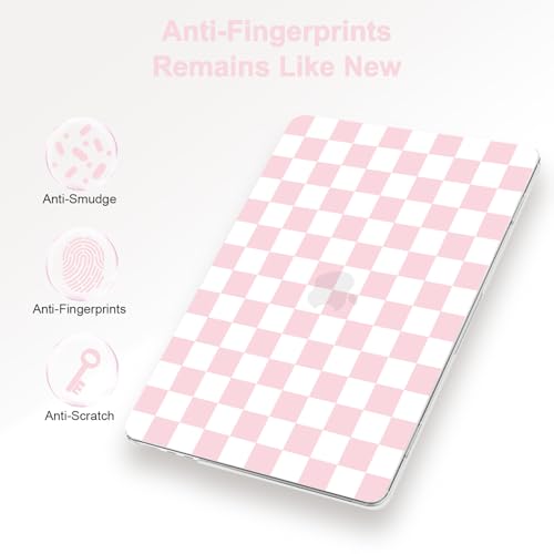 G JGOO Compatible with MacBook Air 15 inch Case 2026 2025 2024 2023 M5 A3448 M4 A3241 M3 A3114 M2 A2941, Plastic Hard Laptop Shell Case + Keyboard Cover + Screen Protector, Pink Checkered - color: Pink Checkered