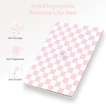 G JGOO Compatible with MacBook Air 15 inch Case 2026 2025 2024 2023 M5 A3448 M4 A3241 M3 A3114 M2 A2941, Plastic Hard Laptop Shell Case + Keyboard Cover + Screen Protector, Pink Checkered - color: Pink Checkered