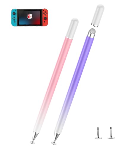Stylus Pen for Touchscreen, Kenkor 2 in 1 Active iPad Pencil - Pink+ Purple | Stylus Pen for iPad/Android/Switch/iPhone/Samsung/Galaxy/Huawei/Surface/ViVo/OPPO/Lenovo, All Touch Screens Tablet Pencil - color: Pink+Purple