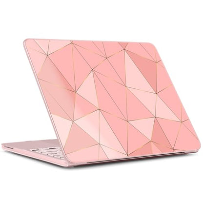 for MacBook Neo 13 Inch Case 2026 Release Model A3404, Cute Aesthetic Ultra-Slim Hard Shell with Keyboard Cover, 6-in-1 Laptop Accessories Bundle for Women Girls, Rose Gold Geometric - color: Rose Gold Geometric