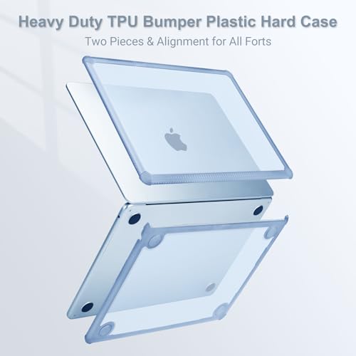 MOSISO Compatible with MacBook Air 13 inch Case M5 2026 M4 M3 M2 2025-2022 | A3449 A3240 A3113 A2681, 3 in 1 Kit Crack-Resistant Heavy Duty Protective Hard Shell Case Cover with TPU Bumper, Sky Blue - color: Sky Blue