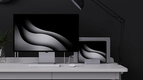 Double Aluminum Laptop Vertical Stand Organizer, Sturdy Notebook Computer Holder Stand Compatible with New Liquid Retina XDR Apple MacBook Air/Pro/Neo, Mac mini, Apple TV & iPad Pro - Silver - color: Silver