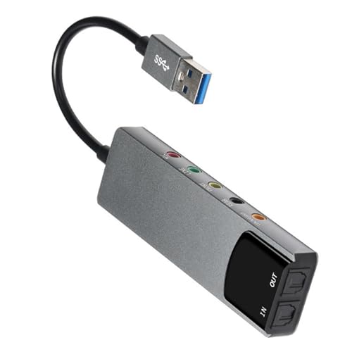 USB to RJ45 External Sound Card, 5.1 Channels+Fiber SPDIF Output, Supports AES/EBU, IEC60958, S/PDIF