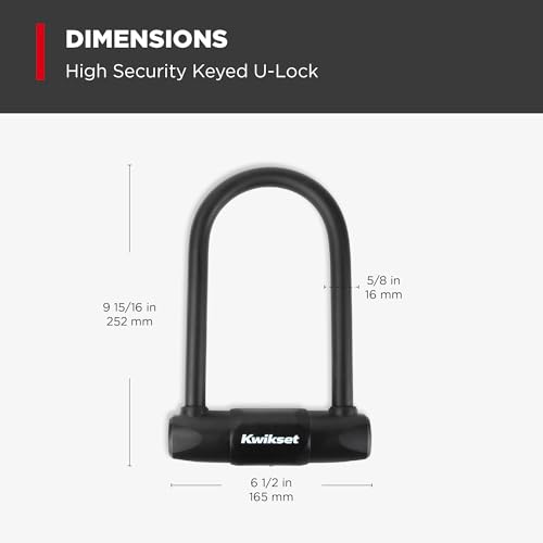 Kwikset High Security Bicycle U-Lock, Hardened Steel, Anti-Theft Bike Lock, 1 Pack, Black