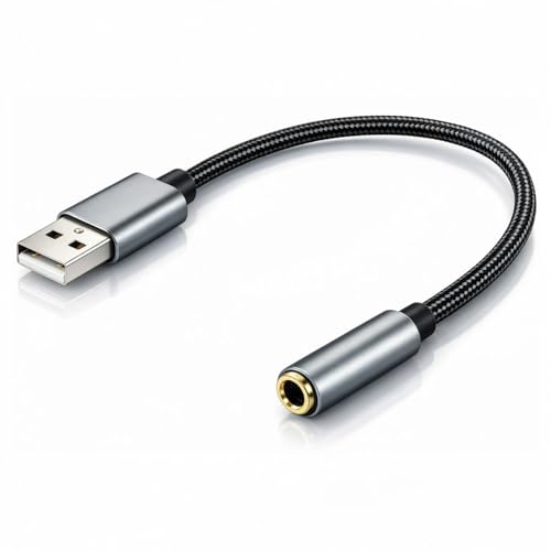 USB to 3.5mm Headset Adapter with Mic & Audio – for PS4, PC, Laptops, Desktops – Plug-and-Play External Sound Card