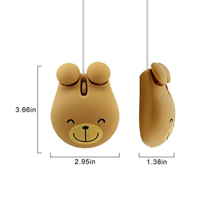 Sokelinn-six Wired Cute Mouse, USB Wired Mause for Kids with Lovely Cartoon Shaped, 1600PDI 3 Buttons Ergonomic Mini Mice for PC Laptop Desktop (Brown Bear) - color: Brown Bear