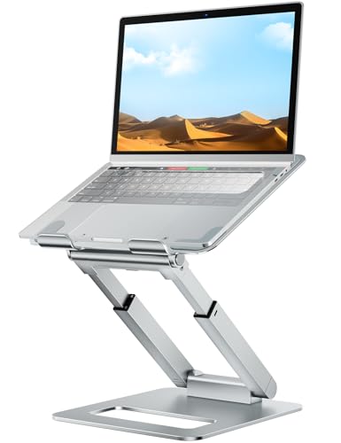 tounee Laptop Stand for Desk Adjustable Height, Telescopic Computer Stand with Pull Out Design Ergonomic Laptop Riser Fits All Laptops 10-17"-Silver - color: Silver