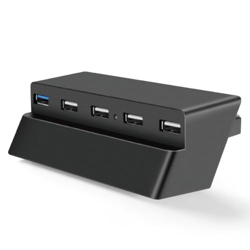 TNP 5 Port USB Hub for PS4 Slim Edition - USB 3.0/2.0 High Speed Extender Adapter Accessories Expansion Hub Connector Splitter Expander for PlayStation 4 Slim Gaming Console (for PS4 Slim ONLY)