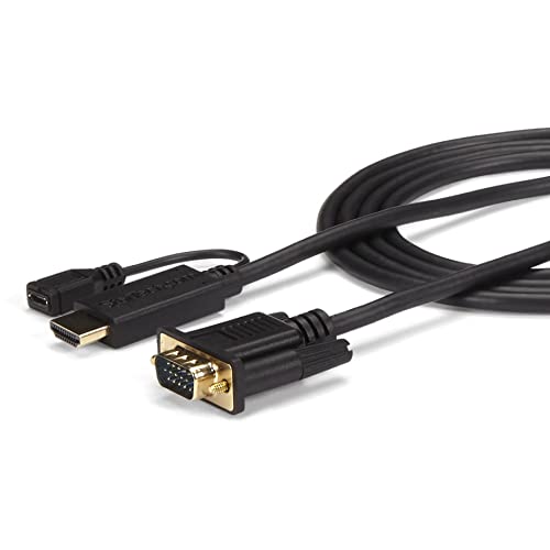StarTech.com HDMI to VGA Cable – 6ft 2m - 1080p – Active Conversion – HDMI to VGA Adapter Cable for Your VGA Monitor / Display (HD2VGAMM6) | Active HDMI to VGA monitor or display cable, 2m, Digital to analog conversion, Built-in, Reduce clutter - size: HD