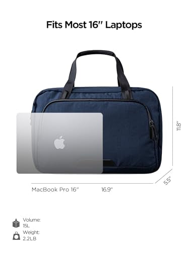 ALPAKA Bravo Brief Laptop Briefcase Business Shoulder Bag | Fits 16-inch Laptop, Detachable Shoulder Strap, For Men and Women Work Travel, Weatherproof Fabric Axoflux 400D - color: Moonlight Blue