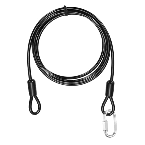 PATIKIL Security Cable Lock (5/32" Dia 4.9ft, Black) Vinyl Coated 304 Stainless Steel Double Loop Flexible Wire Rope Safety Cable with Quick Links Locking Connectors - color: Black, size: 5/32" x 4.9ft