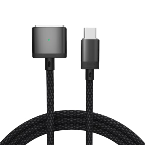 USB-C to Magnetic 3 Cable Compatible with Magsafe Charging - 140W Fast Charging, 6.6ft Braided Cable for MacBook Pro/Air M4 M3 M2 Models (2021-2026) - Blcak - color: black