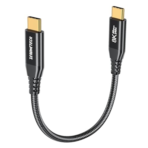 ZeroneTeck Short USB C for Thunderbolt 4 Cable 1Ft/12inch, USB4 40Gbps Data Transfer Cable, 240W PD Fast Charging Cord, 8K/Dual 4K Monitor, USB C to USB C Cable for MacBook,iPhone17,SSD,KYY,ARZOPA - color: Black, size: 1FT
