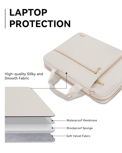 Laptop Bag Case for Women Men Messenger Briefcase Bag, 15.6 16 Inch | Compatible with MacBook Pro M5/HP OmniBook Omen Envy/Dell Pro Inspiron/Lenovo Yoga IdealPad, Carrying Computer Bag, Beige - color: Beige, size: 15.6 inch