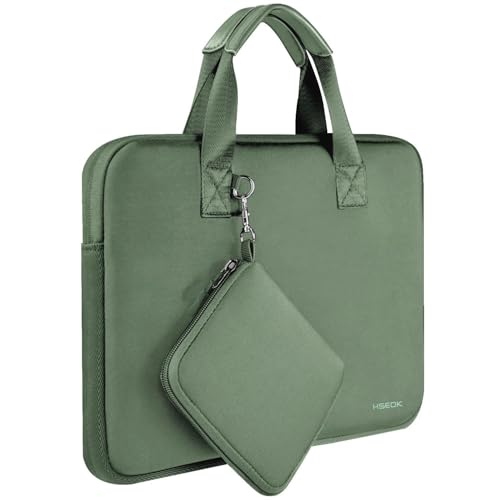 Hseok Laptop Sleeve 13.3-14 inch Case with Small Pouch, Neoprene Computer Bag Compatible with MacBook Neo/Pro 14 M5/M4/M3/M2/M1, Mac Air/Pro 13.3, XPS 14 and Most 13-14 inch Notebooks,Matcha Green - color: Matcha green, size: 13"-14"