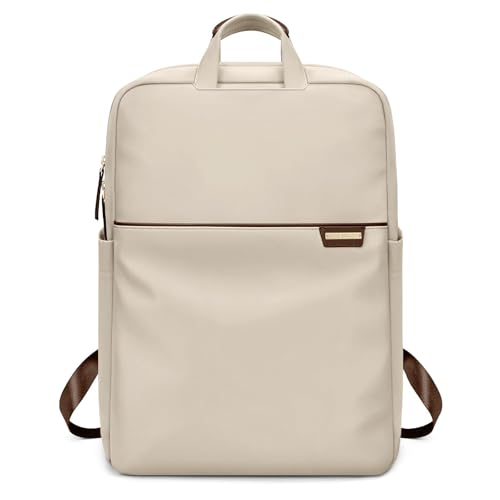 Slim Laptop Backpack for Women, Lightweight Business Backpack for Women Computer Bag Purse for Commuting, Fit 17.3 Inch, Apricot - color: Apricot, size: 17.3 Inch
