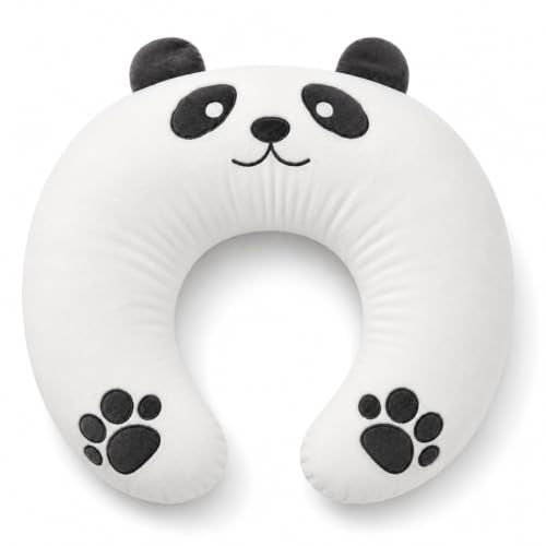 Lap Pillow, Cute Panda Crochet Pillow for Knitting, Crafting, Gaming, Reading and Phone Use on Bed, Sofa or Chair, U-Shaped Wrap Around Arm Support Cushion and Neck Pillow - color: Black & White Panda