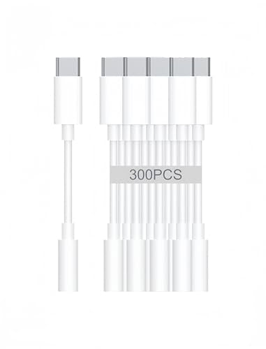 USB-C to 3.5mm Audio Headphone Adapter - HiFi 300 Pack Compatible with Apple iPhone 17 16 15 Samsung Galaxy S25 S24 S23 S22 S21 Plus Pro Max Ultra Pixel iPad - Type C to Aux Cord Jack Dongle Adapter - size: 300Pack*USB-C