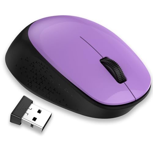 LeadsaiL Wireless Mouse for Laptop, 2.4GHz Silent USB Mouse, Slim Optical Mouse with 3 Buttons, 1600 DPI, Works with Windows, Mac, Chrome OS, Linux - Black and Purple - color: Black&Purple