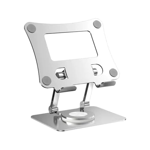 Adjustable Laptop Stand with 360 Degree Rotatable Base Foldable Laptop Holder for Desk Ergonomic Computer Notebook - color: Silver